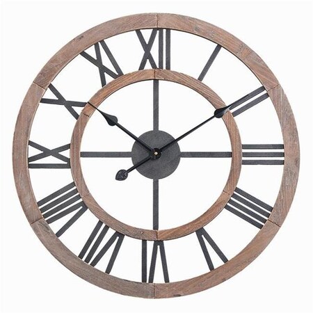 Utopia Alley Utopia Alley Oversized Roman Round Wall Clock -24"  Multi-Tone Wood finish CL36GY